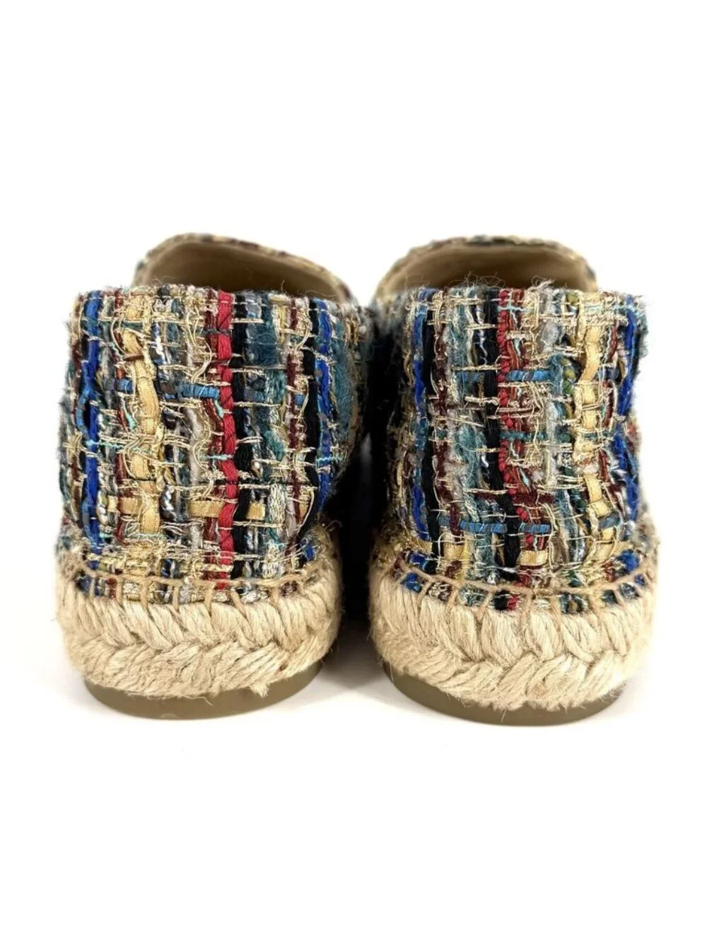 Chanel Sneakers Espadrilles Flat Shoes CC Logo Slip-on Tweed Multicolor Black